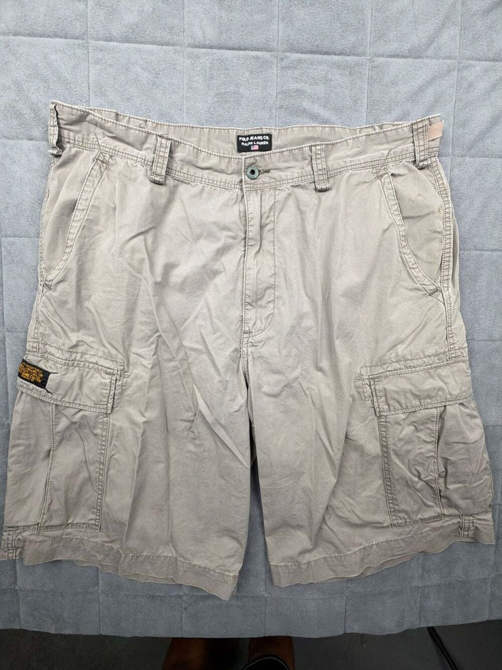 Polo Jeans Co. Ralph Lauren Vintage Military Surplus Khaki Cargo Shorts Size 40 - Picture 1 of 7